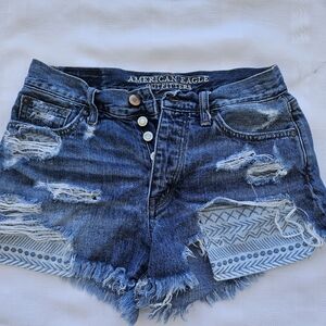 Women's American Eagle Size 0 Blue Distressed Shorts
